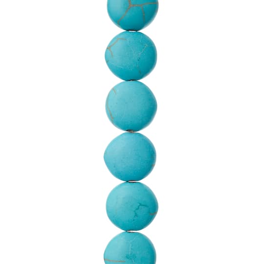 Turquoise Dyed Howlite Lentil Beads, 12mm by Bead Landing™